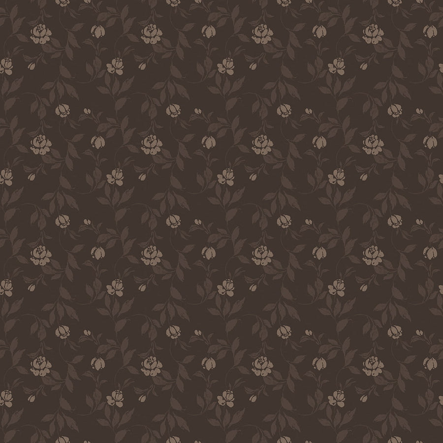 Blythe Dark Brown Wallpaper - Vintage Floral Trail