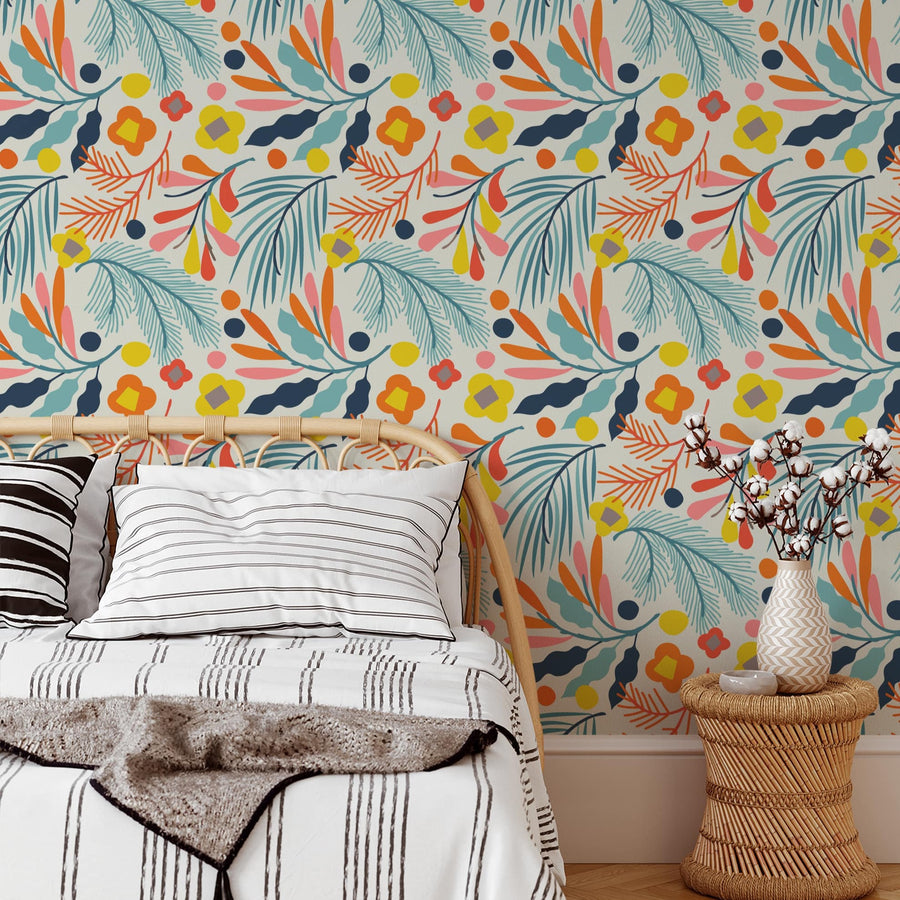 Colorful Botanical Floral Wallpaper