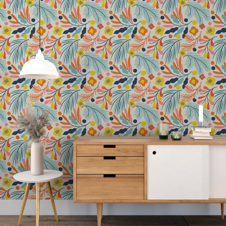 Colorful Botanical Floral Wallpaper