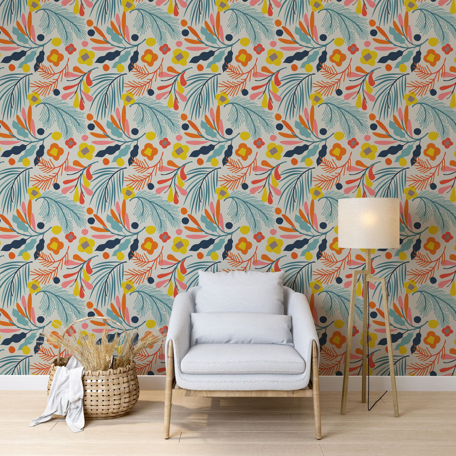 Colorful Botanical Floral Wallpaper