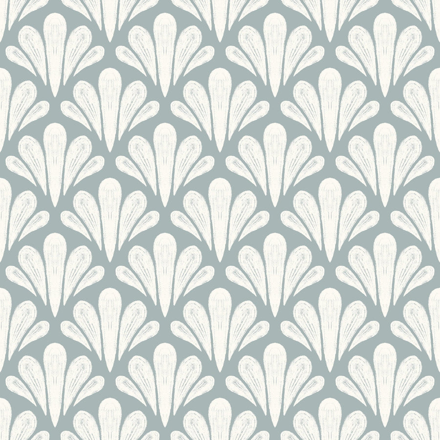 Brushstroke Scallops Wallpaper - Modern Art Deco Pattern in Soft Neutrals