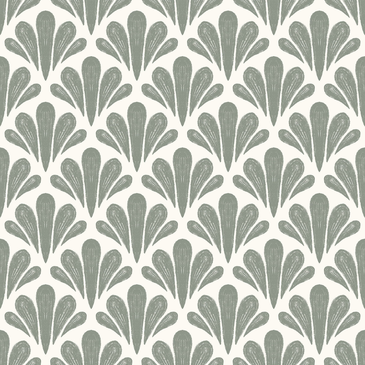 Brushstroke Scallops Wallpaper – Modern Art Deco Pattern in Soft Neutrals