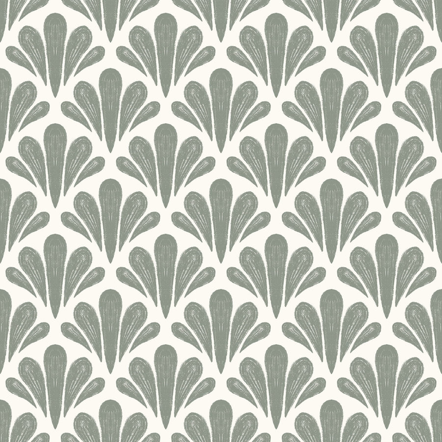 Brushstroke Scallops Wallpaper - Modern Art Deco Pattern in Soft Neutrals