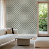 Brushstroke Scallops Wallpaper – Modern Art Deco Pattern in Soft Neutrals