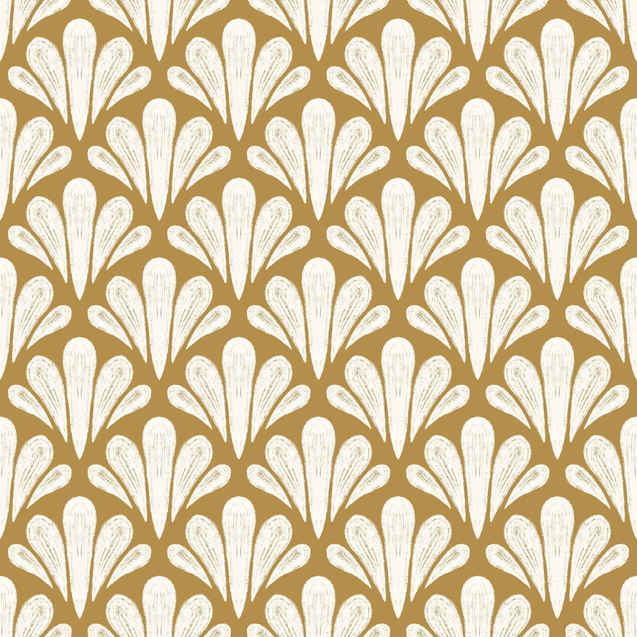Brushstroke Scallops Wallpaper - Modern Art Deco Pattern in Soft Neutrals