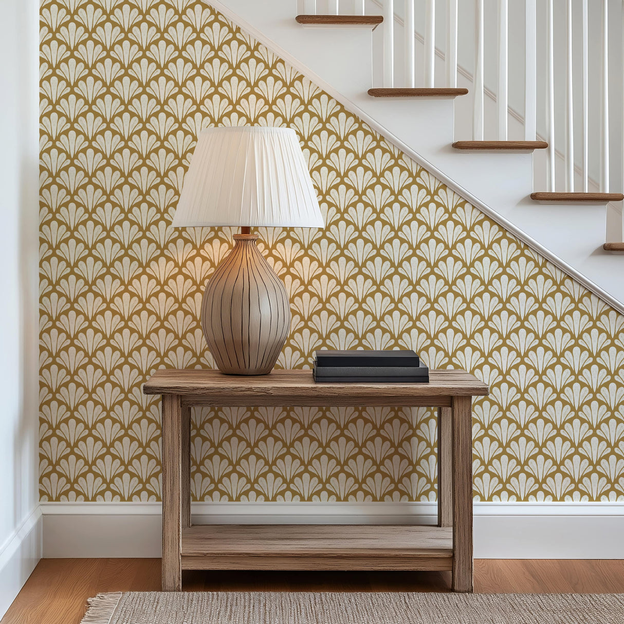 Brushstroke Scallops Wallpaper – Modern Art Deco Pattern in Soft Neutrals