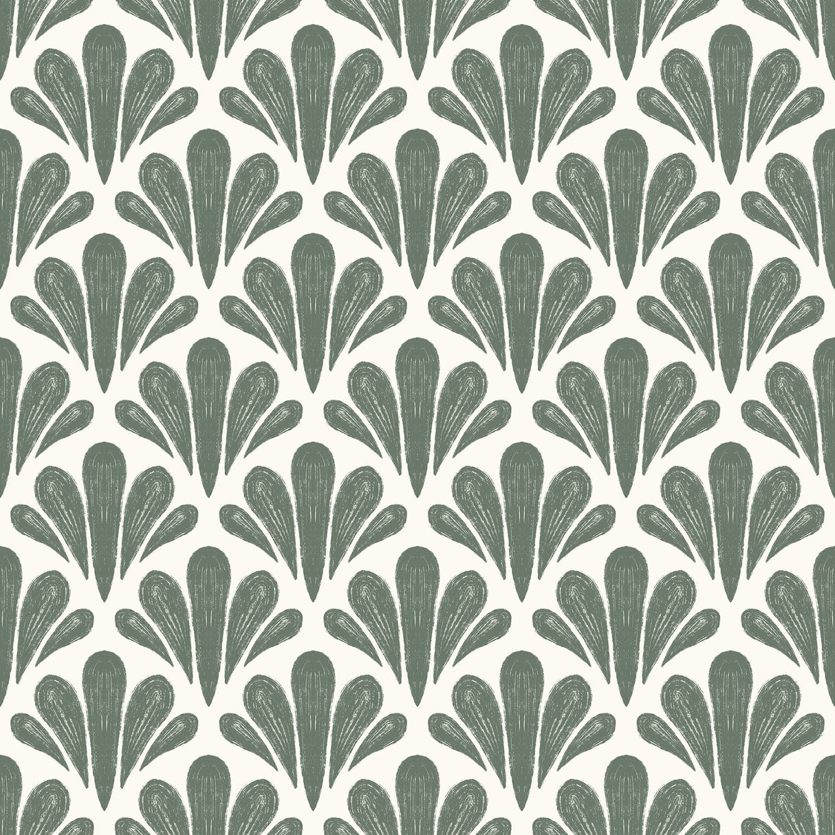 Brushstroke Scallops Wallpaper – Modern Art Deco Pattern in Soft Neutrals