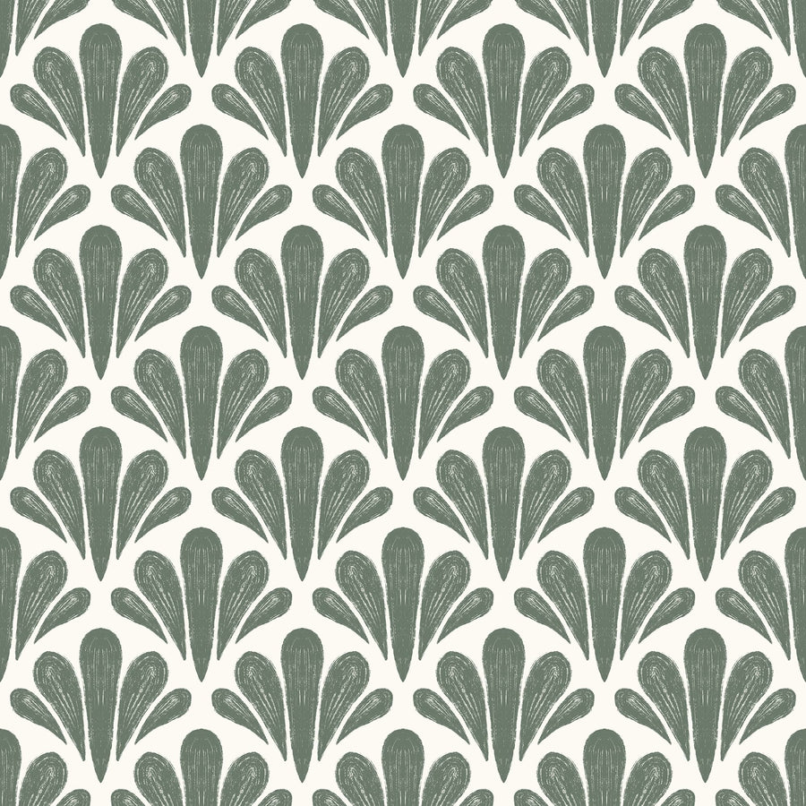 Brushstroke Scallops Wallpaper - Modern Art Deco Pattern in Soft Neutrals