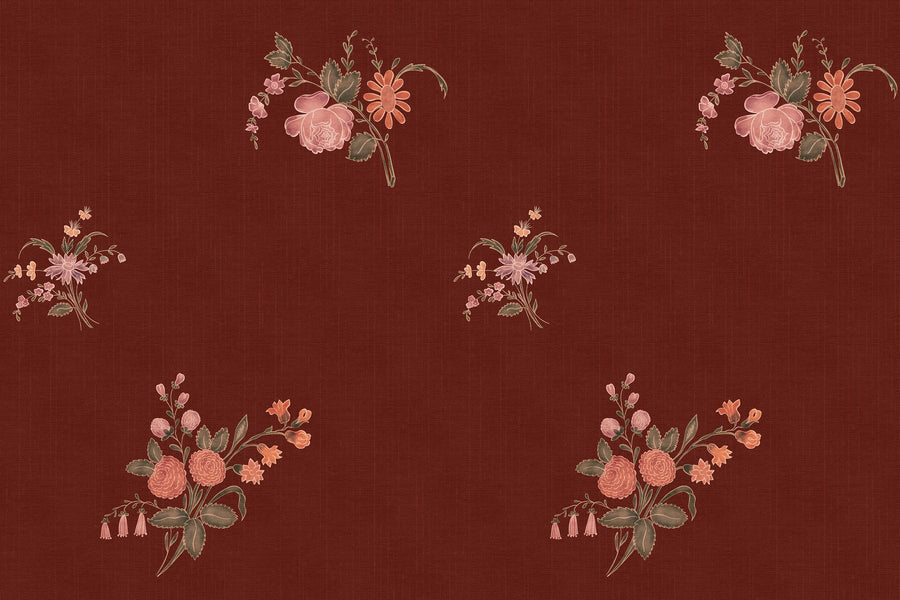 Burgundy Heritage Heirloom Floral Wallpaper