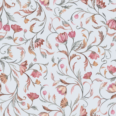 Serenade in Blue – Vintage Watercolor Floral Wallpaper