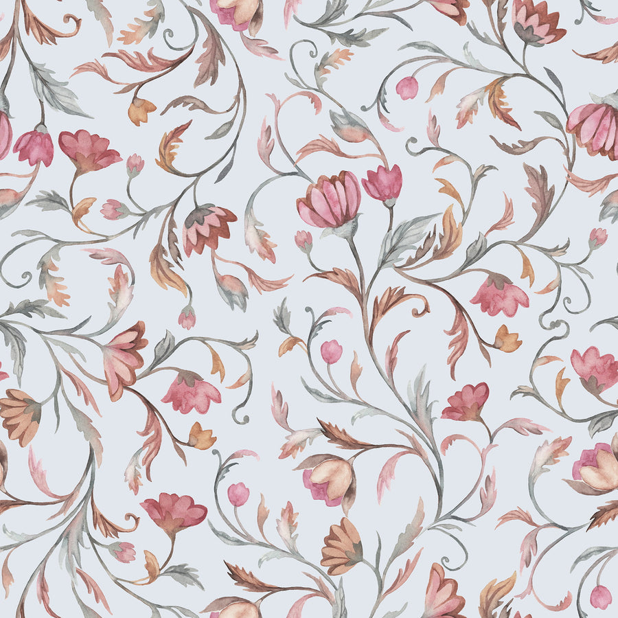 Serenade in Blue – Vintage Watercolor Floral Wallpaper