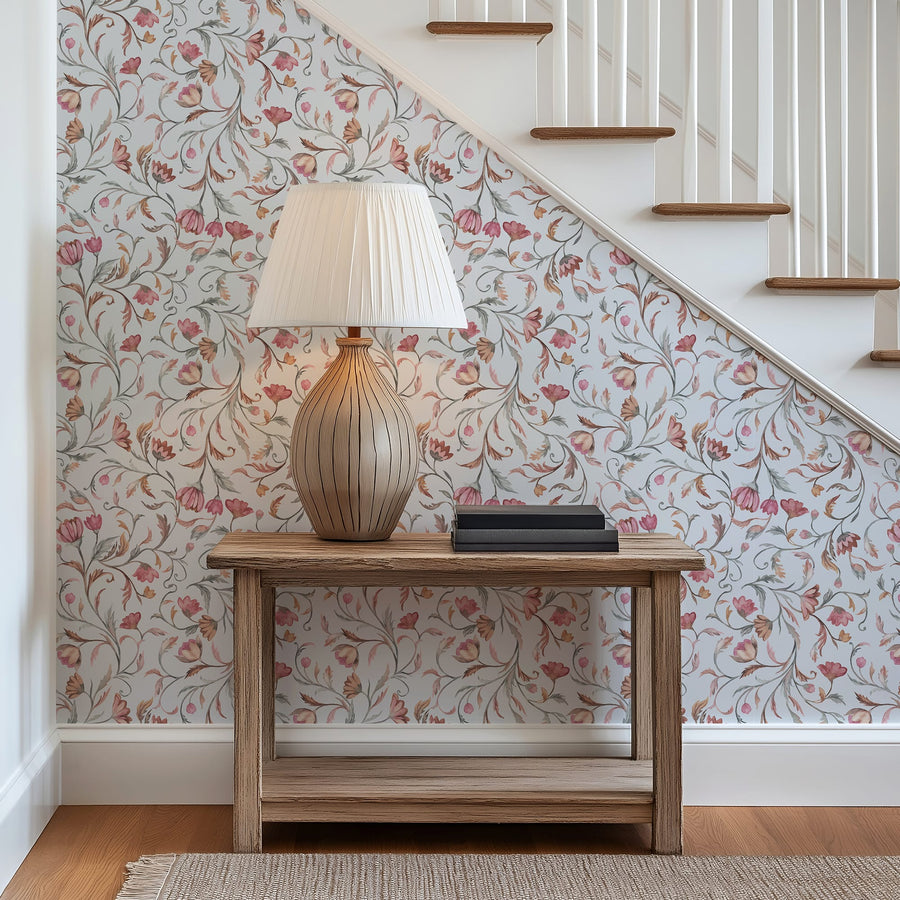 Serenade in Blue – Vintage Watercolor Floral Wallpaper