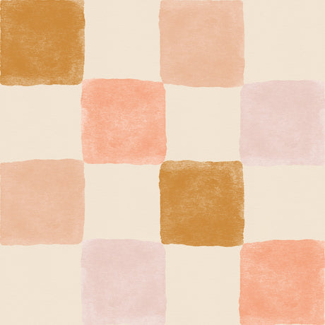 Artisan Checkered Wallpaper – Warm Terracotta and Mustard Tones