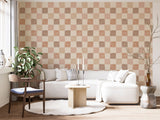 Boho Checkered Wallpaper Neutral Tone