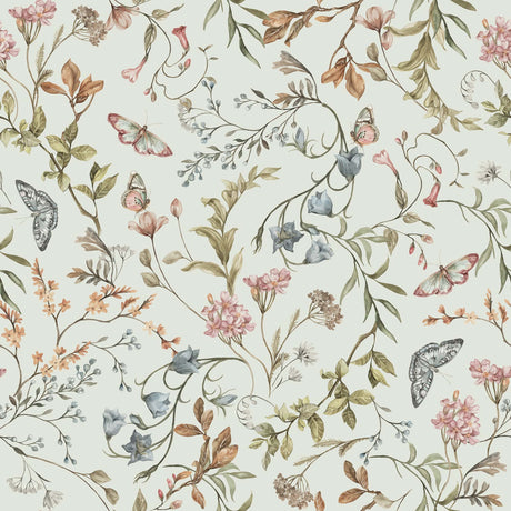 Cottage Meadow Bloom – Elegant Floral & Butterfly Wallpaper