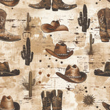 Rustic Cowboy Wallpaper – Removable Western Wallpaper with Hats, Boots & Cacti