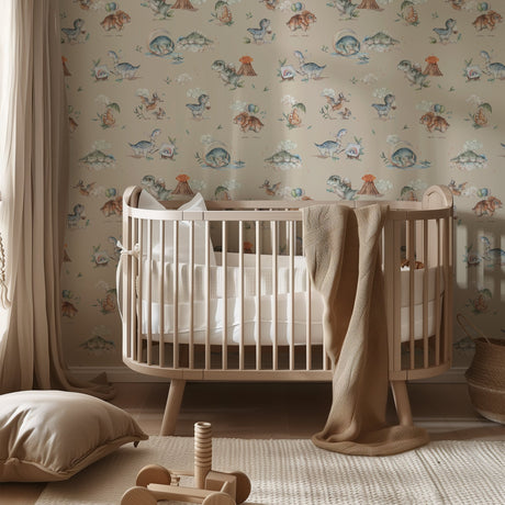 Dino Era Dreams – Cute Dinosaur Wallpaper for Kids Rooms & Nurseries