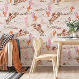 Whimsical Cowgirl Rodeo Wallpaper – Peel and Stick Western Wallpaper