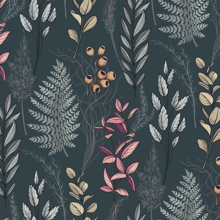 Dark Garden Botanical Wallpaper - Removable and Traditional