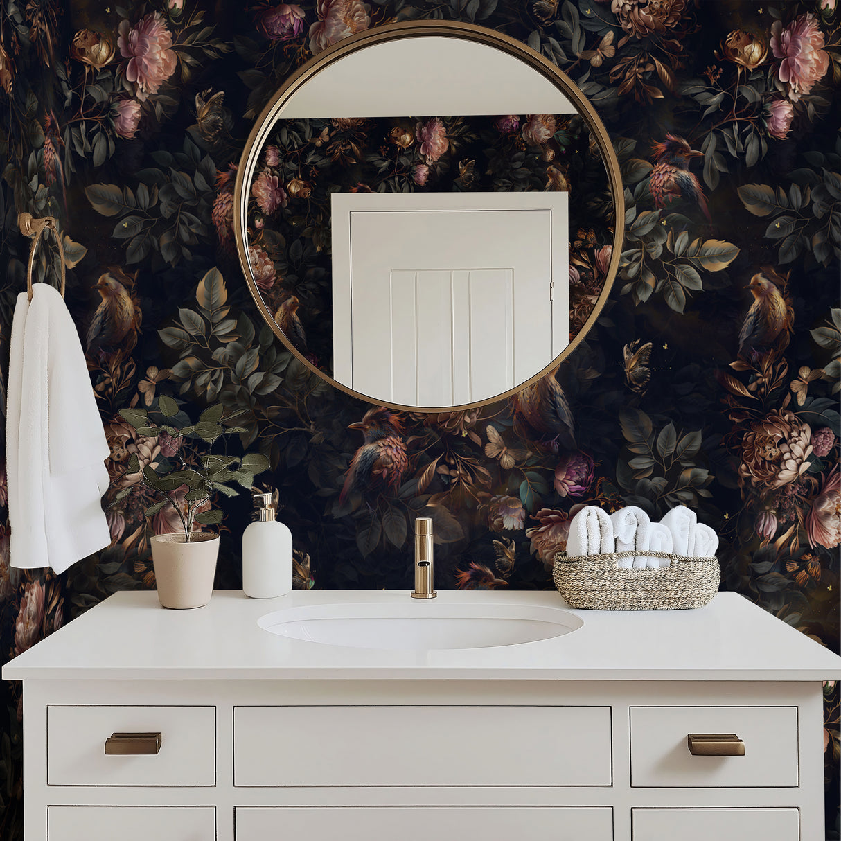 Dark Background Wallpaper Bird Removable Wall Covering 