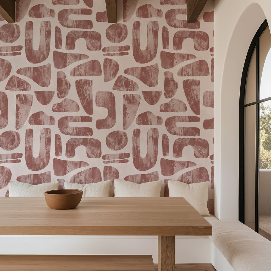 Mid-Century Modern Organic Shapes Wallpaper