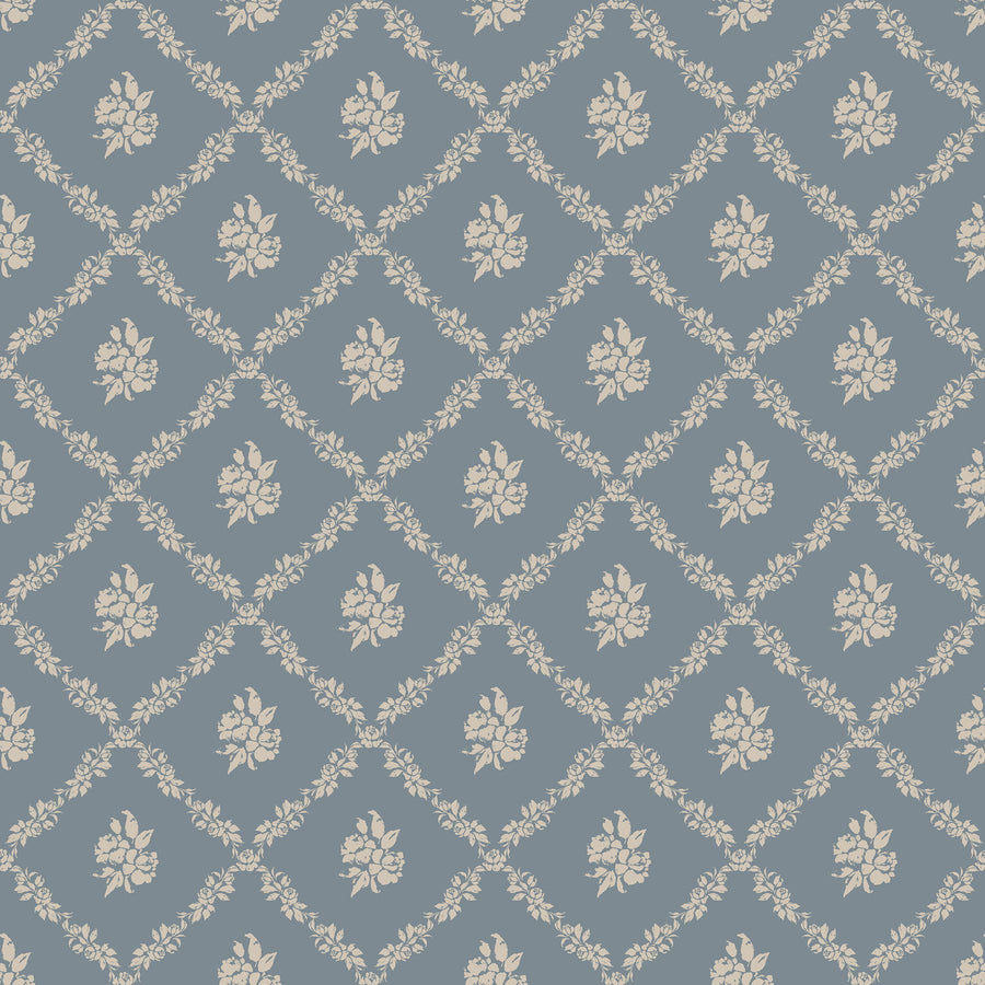 Della Blue Floral Wallpaper