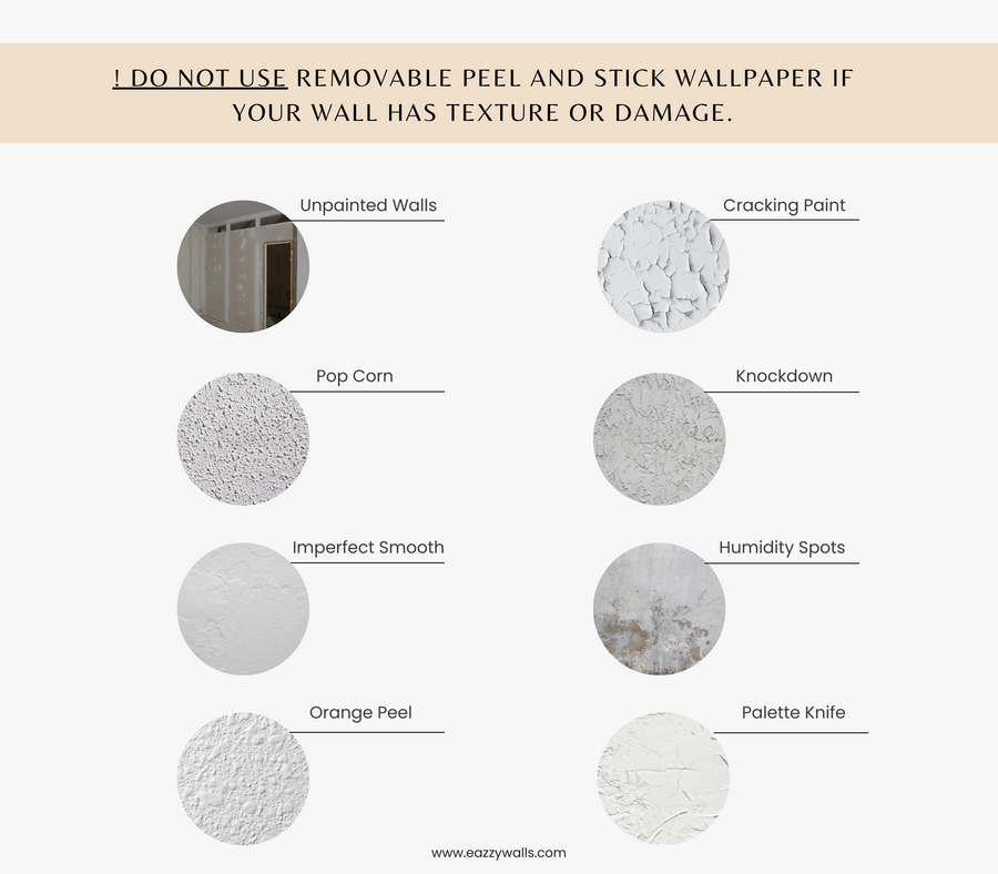 Do not use peel and stick wallpaper with textured walls