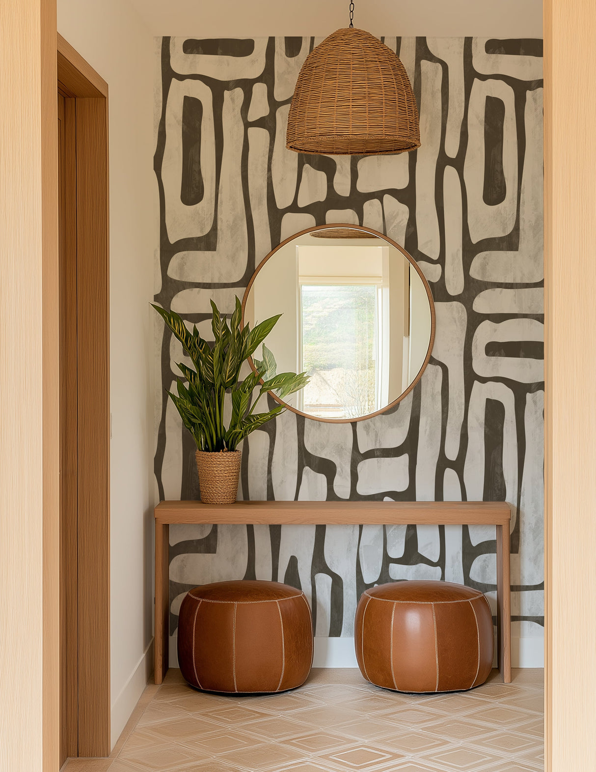 Earthy Abstract Shapes Wallpaper – Modern Organic Wall Pattern