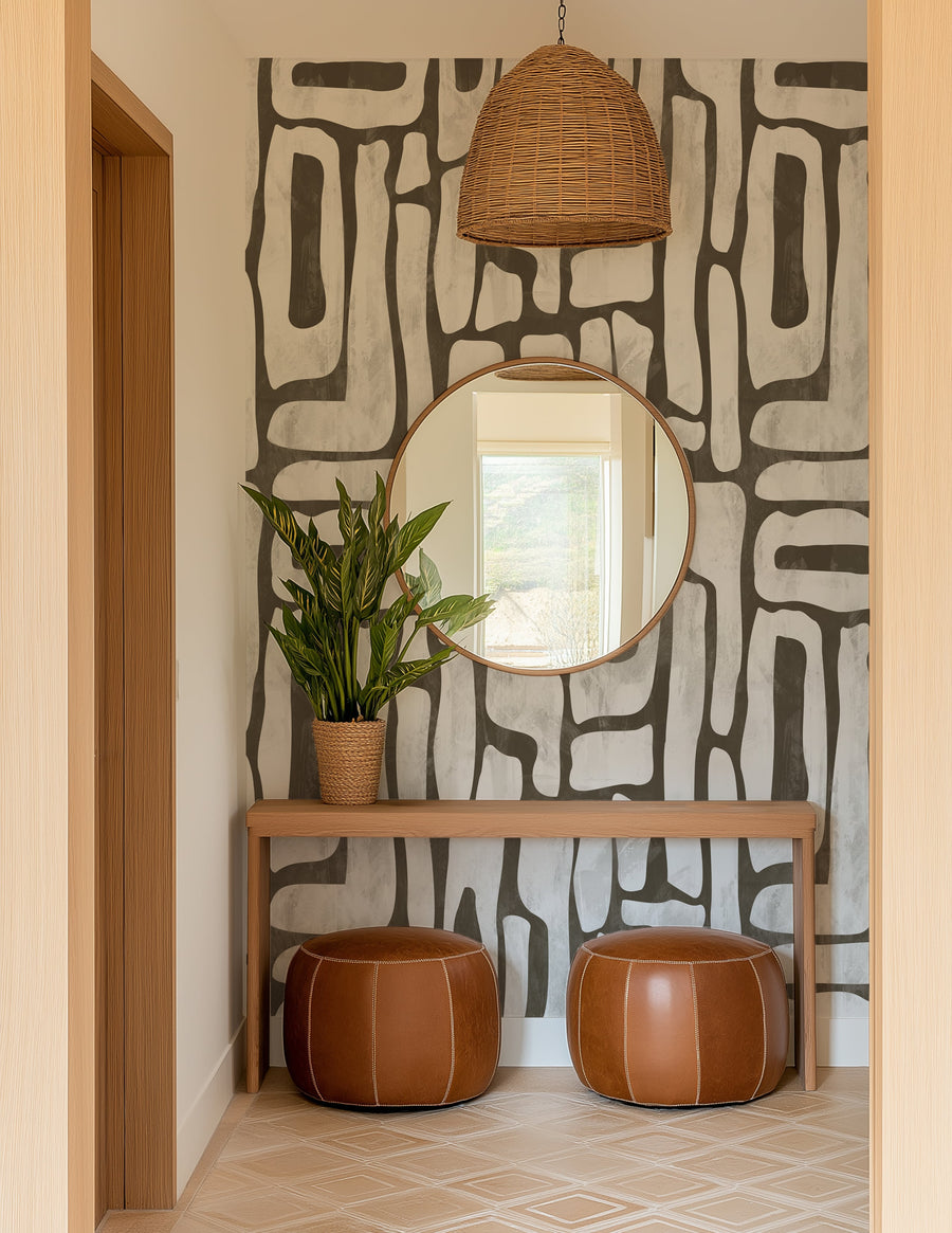 Earthy Abstract Shapes Wallpaper – Modern Organic Wall Pattern