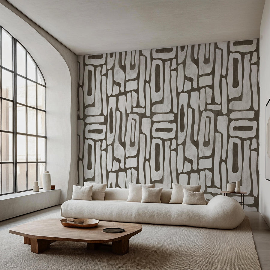 Earthy Abstract Shapes Wallpaper – Modern Organic Wall Pattern