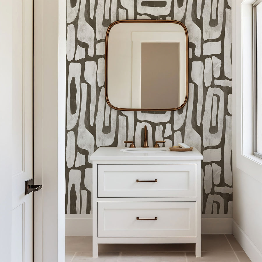Earthy Abstract Shapes Wallpaper – Modern Organic Wall Pattern