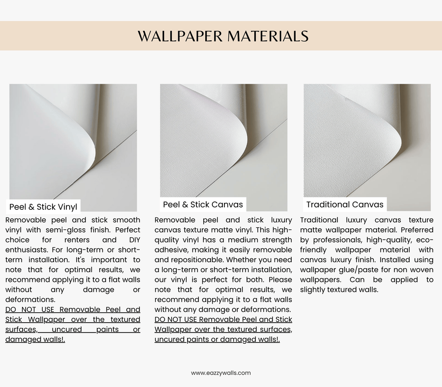 EazzyWalls Wallpaper materials spec sheet