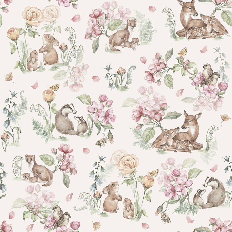 Fairy Forest Meadow – Woodland Animals Nursery Wallpaper