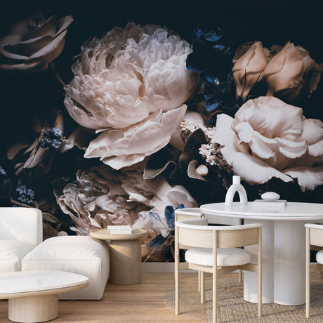 Luxury Dark Floral Wallpaper - Peony Mural Wallpaper