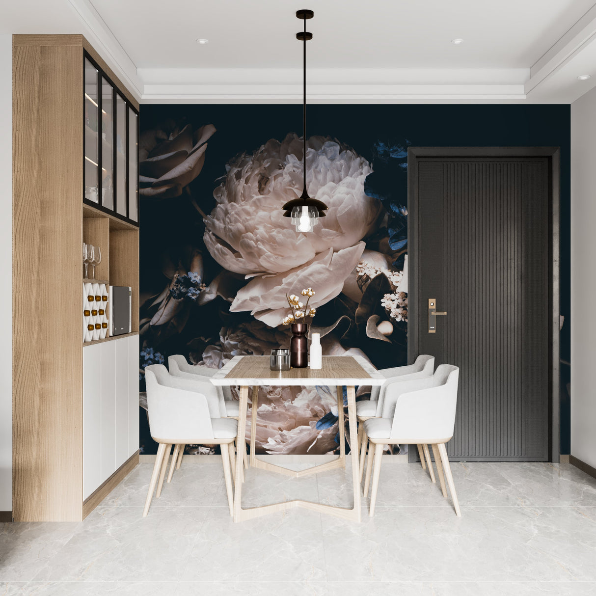 Luxury Dark Floral Wallpaper - Peony Mural Wallpaper