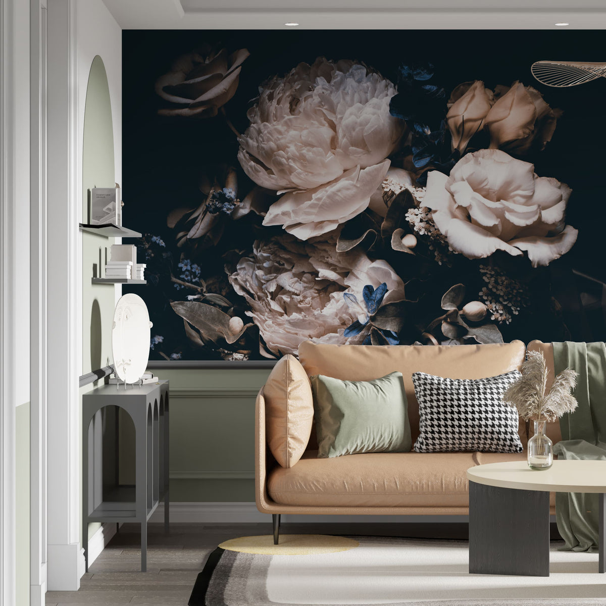 Dark Academia Peony Large Scale Wallpaper Mural