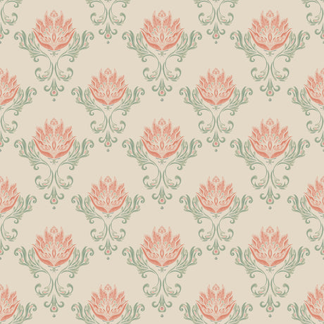 Vintage Floral Damask Wallpaper – Retro Art Nouveau Wallpaper