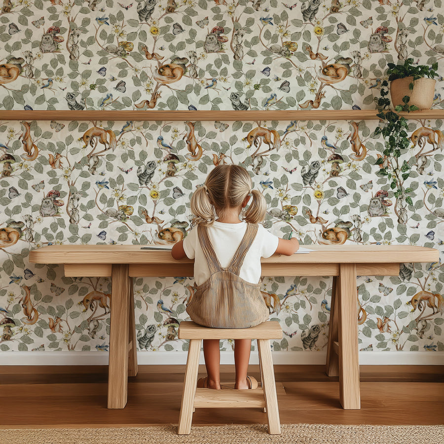 Woodland Animals Wallpaper – Fox, Bird & Forest Friends
