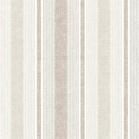 Ojai Stripe Wallpaper - Neutral Linen Textured Striped Wall Covering