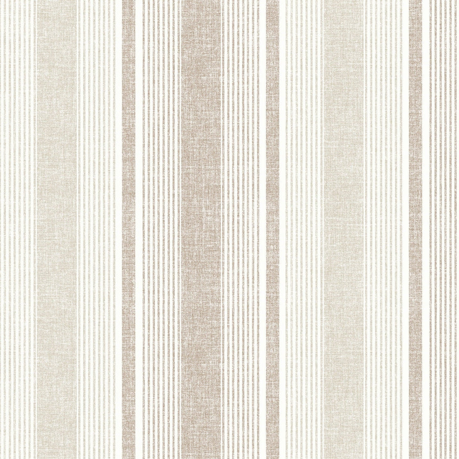 Ojai Stripe Wallpaper - Neutral Linen Textured Striped Wall Covering