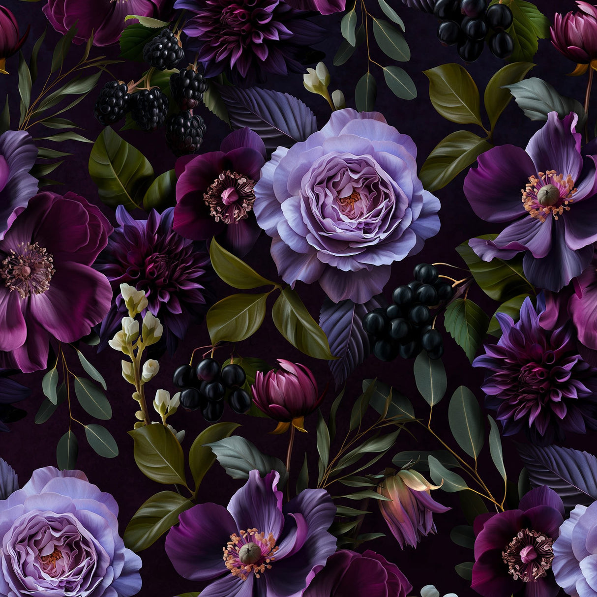 Dark Floral Wallpaper | Gothic Elegance & Bold Botanical Design for ...