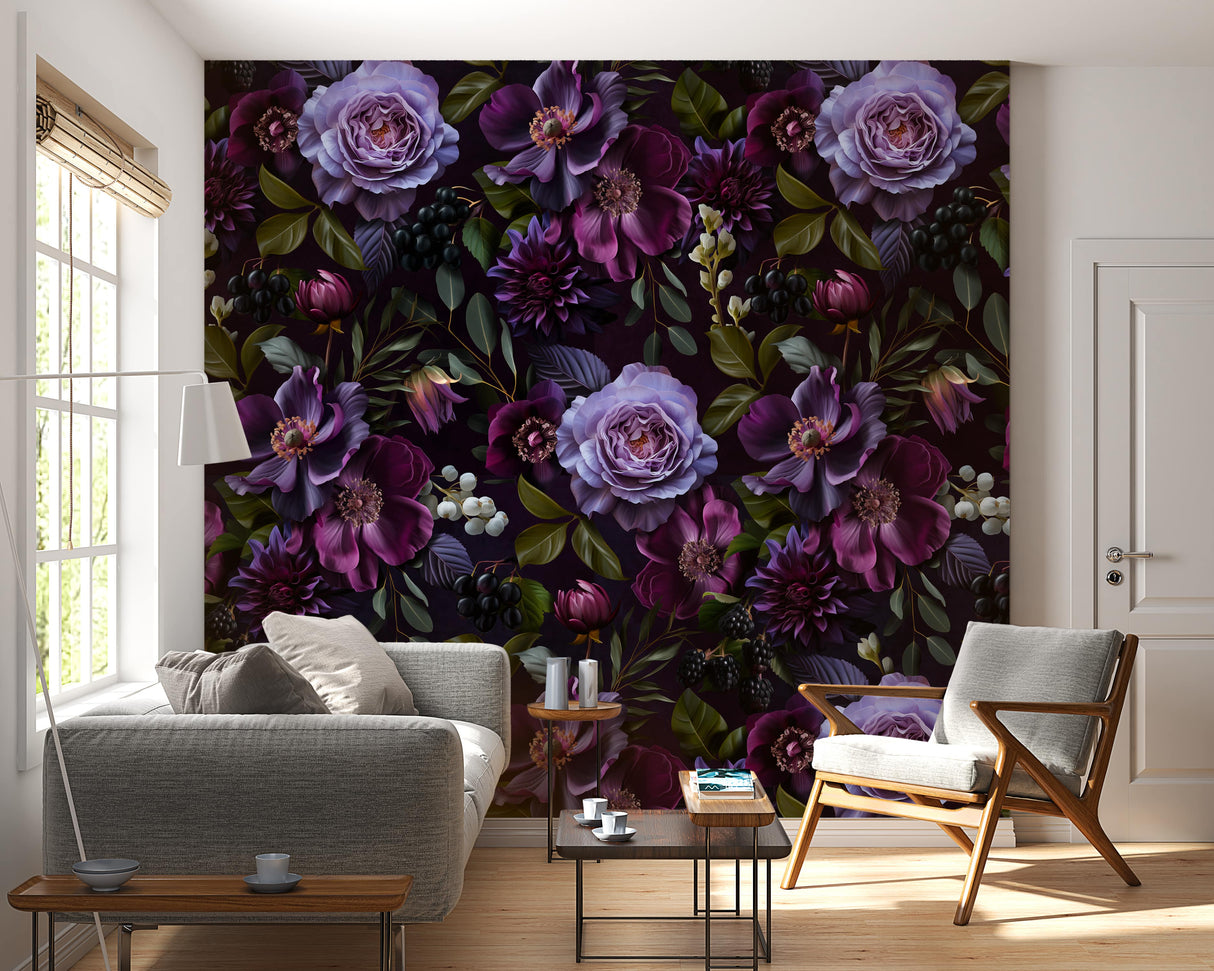 Dark Floral Gothic Wallpaper Peel and Stick