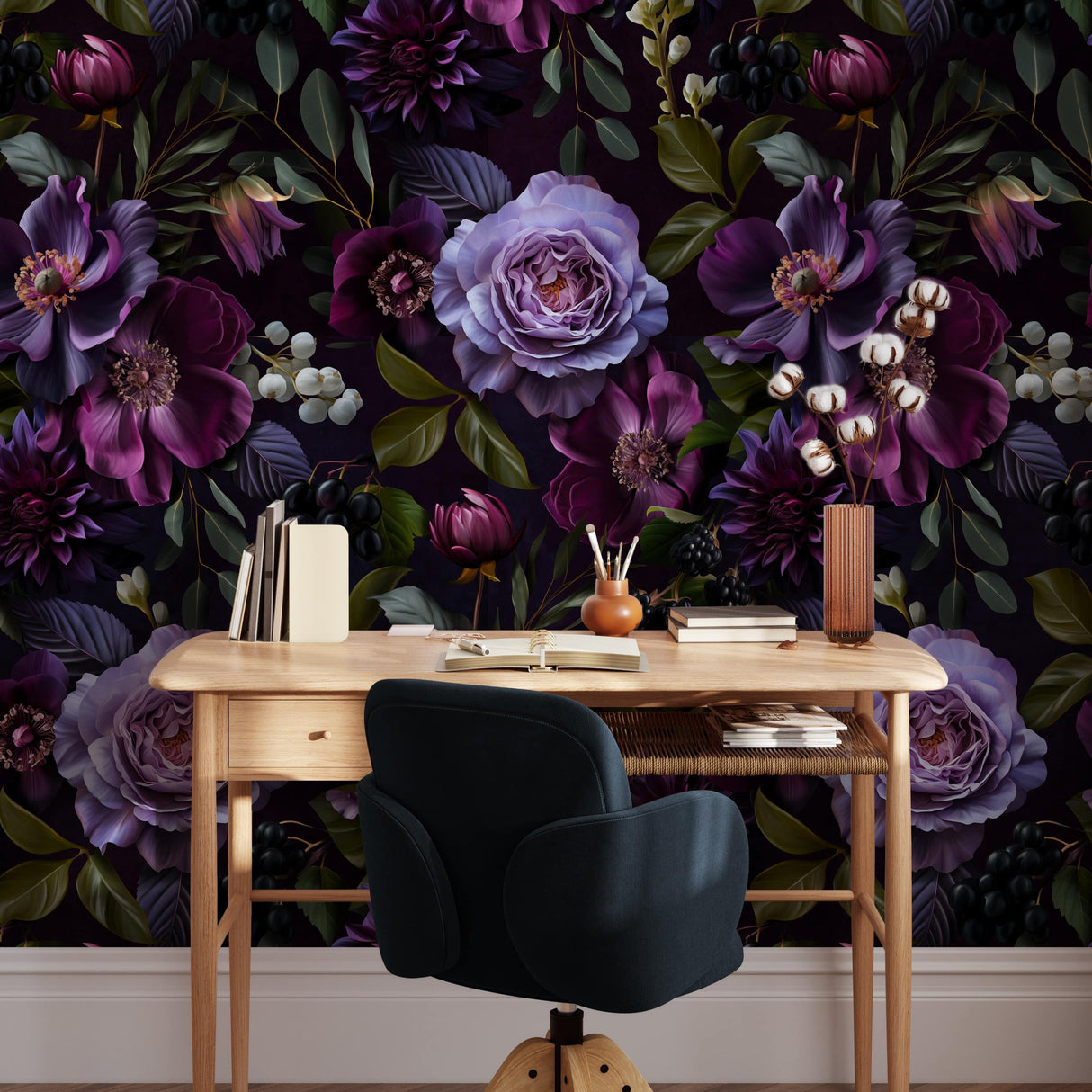 Dark Floral Gothic Wallpaper Peel and Stick