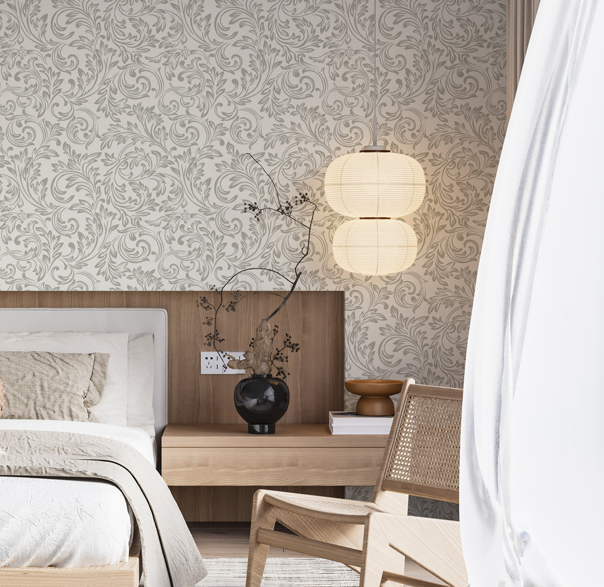 Luxury Gray Baroque Wallpaper - Modern Damask Design