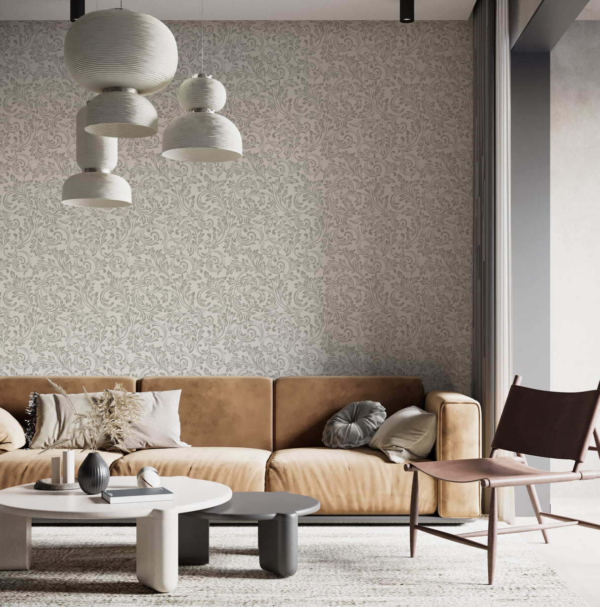 Luxury Gray Baroque Wallpaper - Modern Damask Design