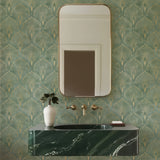 Green Ornamental Art Deco Style Wallpaper Peel and Stick