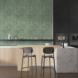 Green Ornamental Art Deco Style Wallpaper Peel and Stick