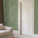 Green Ornamental Art Deco Style Wallpaper Peel and Stick