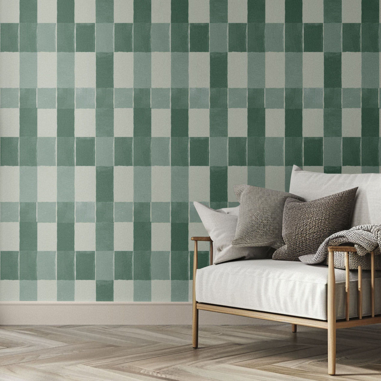 Modern Green Checkered Wallpaper