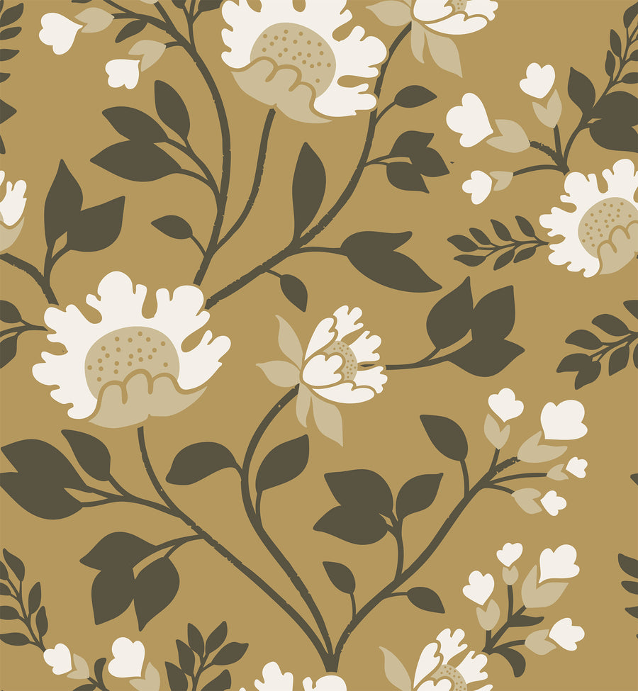 Hedgerow Bloom Wallpaper – Botanical Elegance